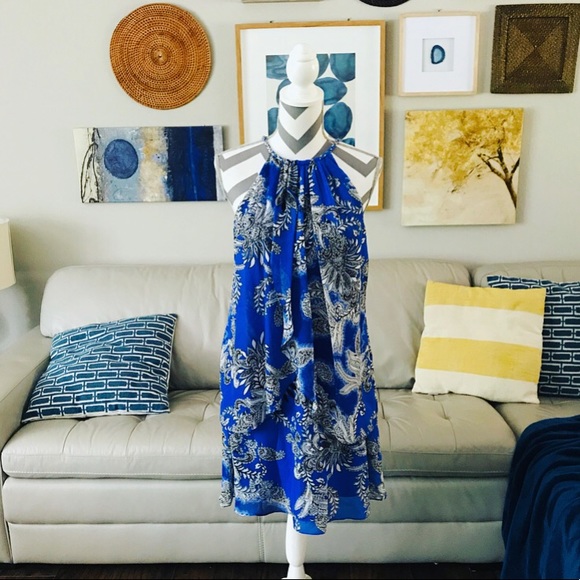 S.L. Fashions Dresses & Skirts - Flowy Layered Halter Paisley Print Dress